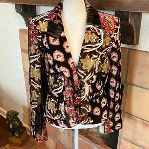 Kay Unger Silk Blend Velvet Mixed Print Blazer, 8!
